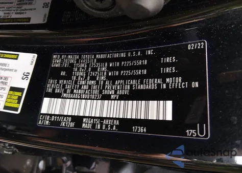 2022 Toyota Corolla Cross Xle from USA, damaged, VIN 7MUDAABG1NV010237